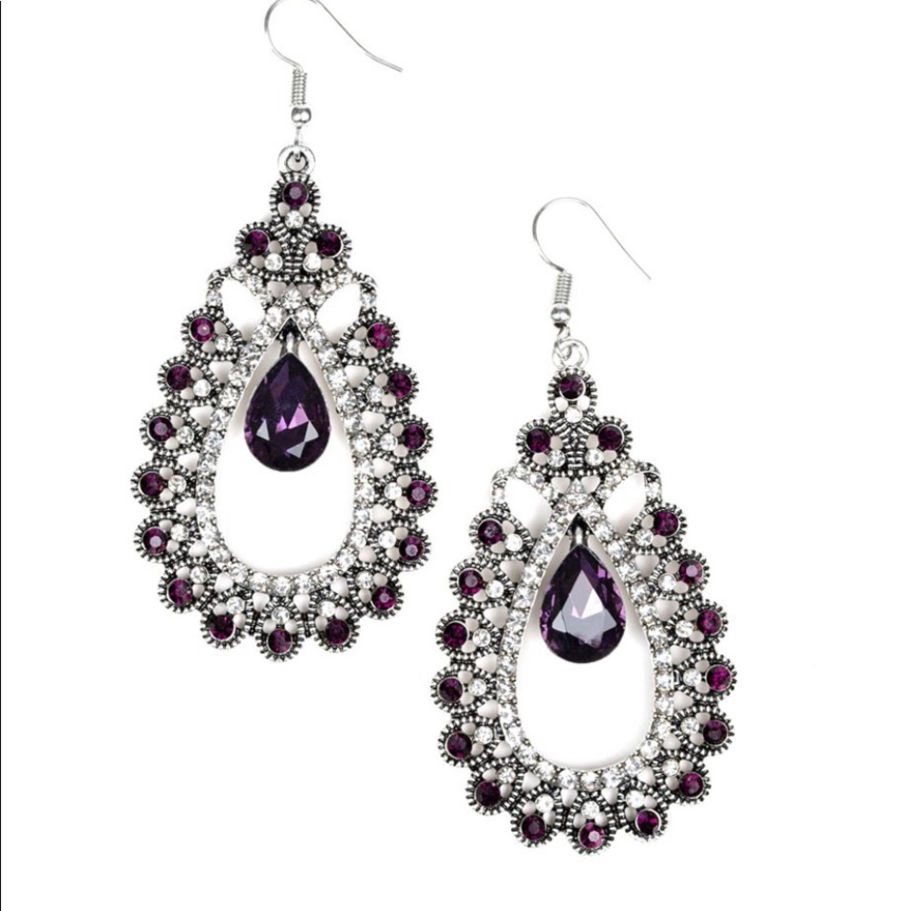PAPARAZZI TEARDROP EARRINGS PURPLE